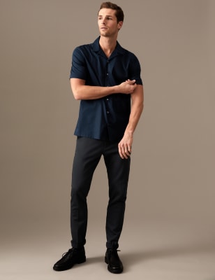 

Mens Autograph Hemd mit hohem Baumwollanteil und Cuban Collar - Navy, Navy