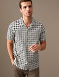 Cotton Rich Geometric Cuban Collar Shirt