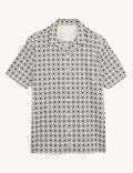 Cotton Rich Geometric Cuban Collar Shirt