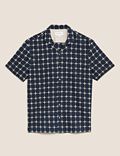 Linen Geometric Print Revere Shirt