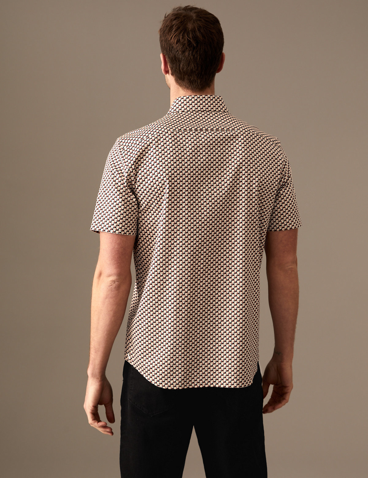 Cotton Rich Geometric Print Shirt
