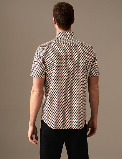 Cotton Rich Geometric Print Shirt