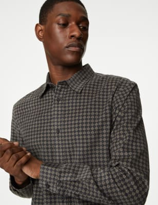 

Mens M&S Collection Cord-Hemd mit geometrischem Muster - Neutral, Neutral