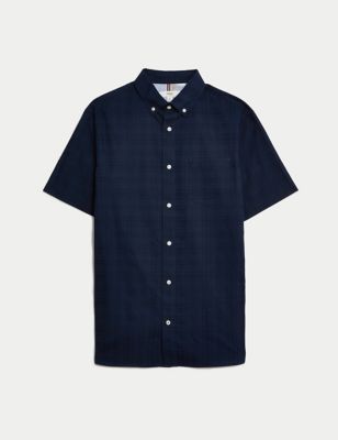 Easy Iron Pure Cotton Textured Check Shirt