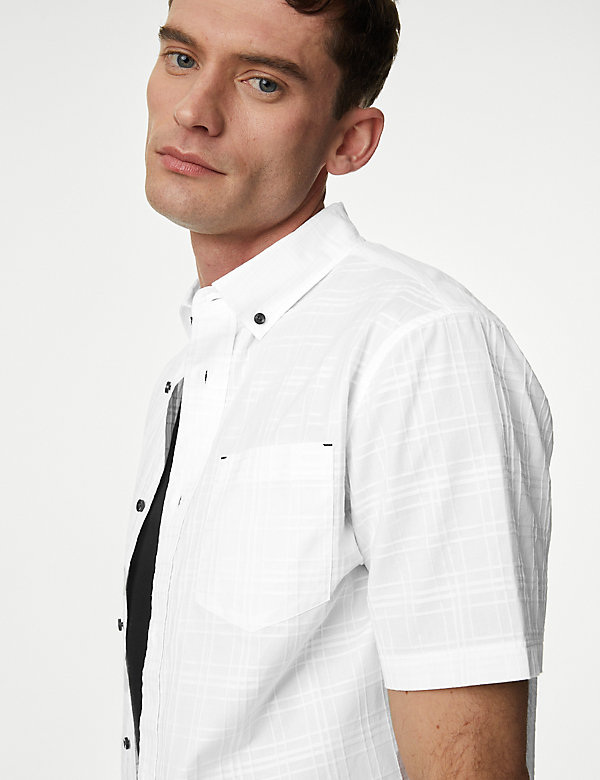 Easy Iron Pure Cotton Textured Check Shirt - OM