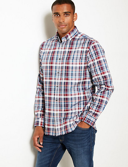 Pure Cotton Checked Relaxed Fit Shirt