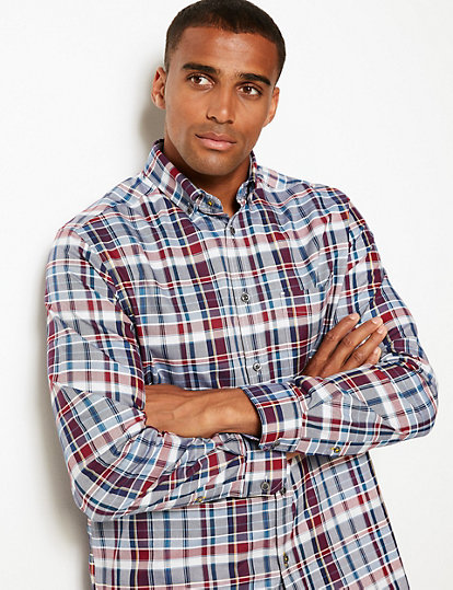 Pure Cotton Checked Relaxed Fit Shirt