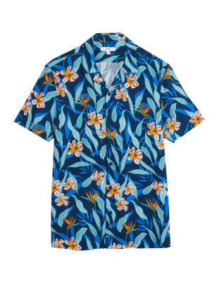 

Mens M&S Collection Hawaiian Shirt - Blue Mix, Blue Mix