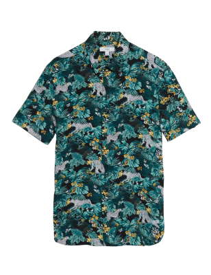 

Mens M&S Collection Jungle Print Shirt - Khaki Mix, Khaki Mix