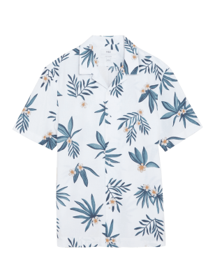 

M&S Collection Camisa floral de linoMens - Ecru, Ecru