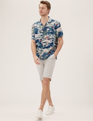 

Mens M&S Collection Leinen-Hawaiihemd - Blue Mix, Blue Mix