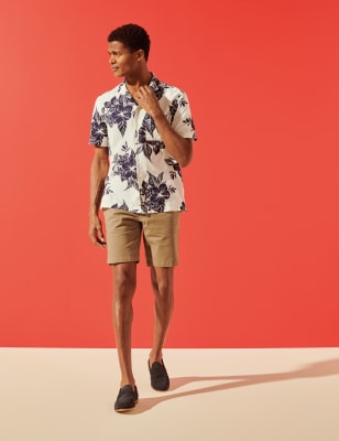  Chemise en lin à imprimé tropical - Ecru