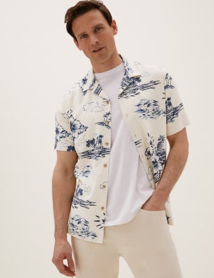 Linen Blend Hawaiian Shirt