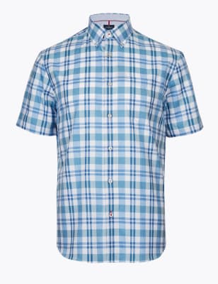 m&s mens short sleeve casual shirts