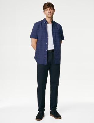 

Mens M&S Collection Pure Cotton Check Shirt - Navy, Navy