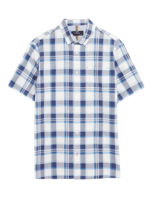 

M&S Collection Camisa de cuadros 100% algodónMens - White Mix, White Mix