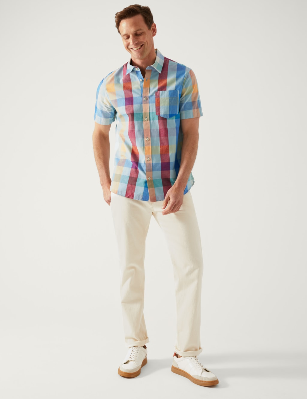 Men's Brown Abstract Cuban Collar Shirt main image 1