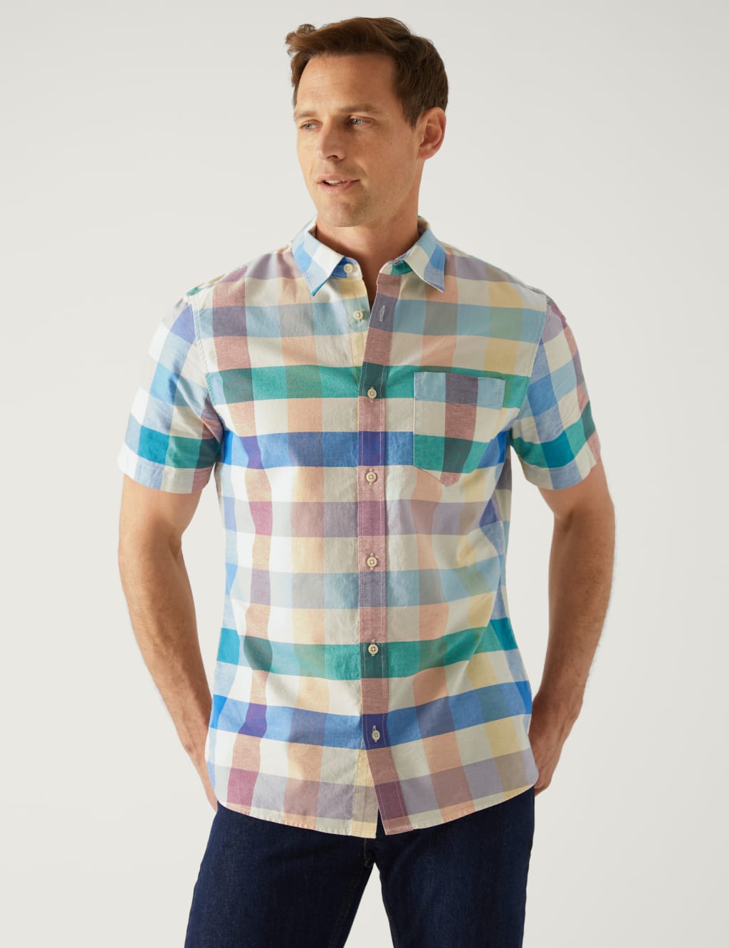 Pure Cotton Check Oxford Shirt