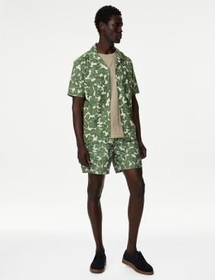 

M&S Originals Birkenshaw - Camisa 100% algodón orgánico con diseño botánico y cuello cubanoMens - Green Mix, Green Mix