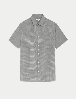 

Mens M&S Collection Geometric Print Shirt - Black Mix, Black Mix