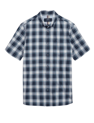 

M&S Collection Camisa de cuadros 100% algodónMens - Indigo, Indigo