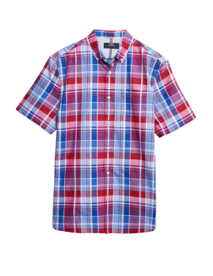 

Mens M&S Collection Hemd aus reiner Baumwolle mit Karomuster - Red Mix, Red Mix