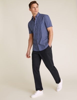 Mens Blue Harbour Chemise 100 % coton à rayures