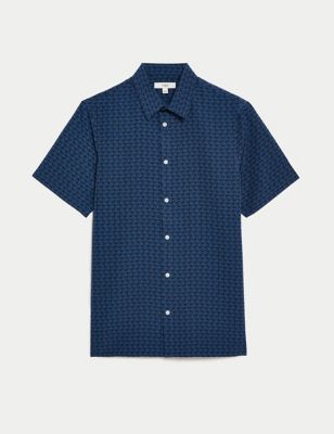 Easy Iron Geometric Print Shirt