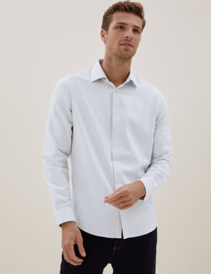 

Mens Autograph Pure Cotton Herringbone Flannel Shirt - Light Grey, Light Grey