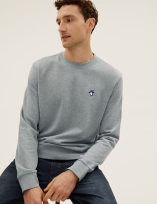 

Mens M&S Collection Pure Cotton Crew Neck Sweatshirt - Grey Marl, Grey Marl