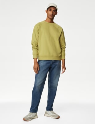 

Mens M&S Collection Pure Cotton Raglan Crew Neck Sweatshirt - Leaf, Leaf