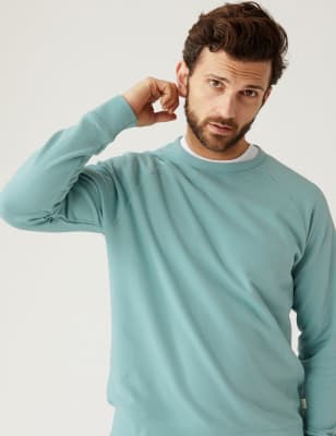 

M&S Collection Sudadera raglán de escote cerrado 100% algodónMens - Dusted Aqua, Dusted Aqua