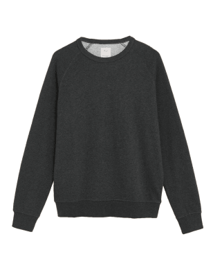 

Mens M&S Collection Pure Cotton Raglan Crew Neck Sweatshirt - Charcoal, Charcoal