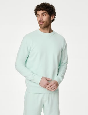 

Mens M&S Collection Pure Cotton Crew Neck Sweatshirt - Mint/Ice, Mint/Ice