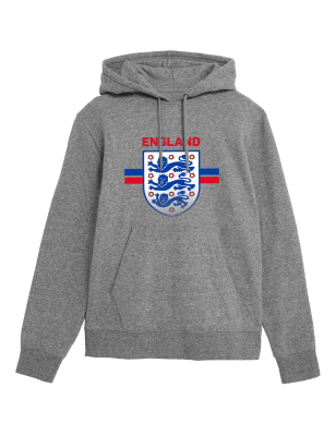 

Mens M&S Collection Hoodie aus reiner Baumwolle mit England-Wappen für Herren - Grey Marl, Grey Marl