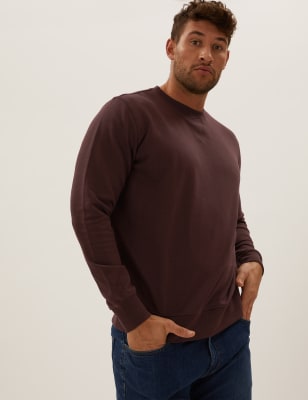 

Mens M&S Collection Sweatshirt aus reiner Baumwolle mit Rundhalsausschnitt - Dark Burgundy, Dark Burgundy