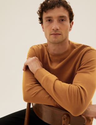 

Mens M&S Collection Pure Cotton Crew Neck Sweatshirt - Toffee, Toffee