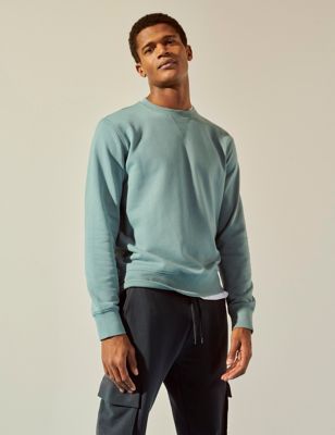 

Mens M&S Collection Pure Cotton Crew Neck Sweatshirt - Faded Green, Faded Green