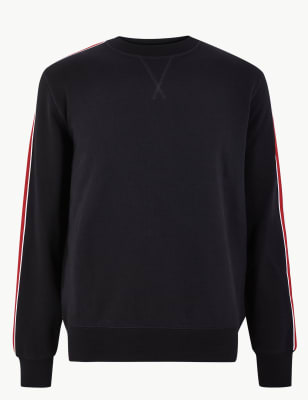 Sweat 100&nbsp;% coton &agrave; manches ray&eacute;es