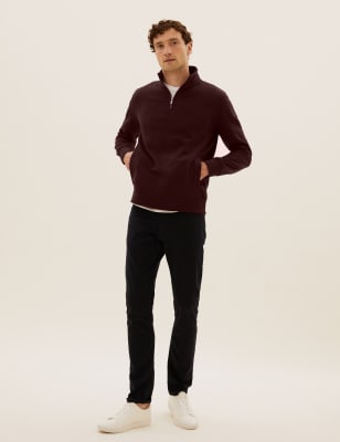 

Mens M&S Collection Pure Cotton Half Zip Sweatshirt - Dark Burgundy, Dark Burgundy