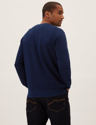 

Mens M&S Collection Pure Cotton Sailing Boat Graphic Sweatshirt - Indigo, Indigo