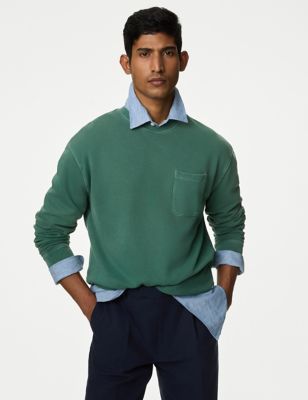 Sweater van puur katoen met ronde hals - NL