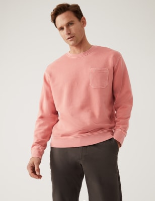 

Mens M&S Collection Sweatshirt aus reiner Baumwolle mit Rundhalsausschnitt - Medium Coral, Medium Coral