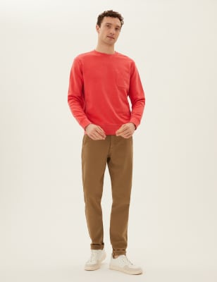 

Mens M&S Collection Pure Cotton Crew Neck Sweatshirt - Chilli, Chilli