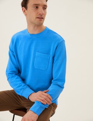 Mens M&S Collection Pure Cotton Crew Neck Sweatshirt - Periwinkle, Periwinkle