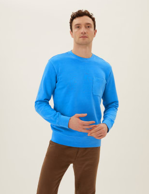 

Mens M&S Collection Pure Cotton Crew Neck Sweatshirt - Periwinkle, Periwinkle