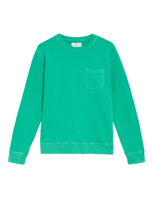 

Mens M&S Collection Pure Cotton Crew Neck Sweatshirt - Jade, Jade