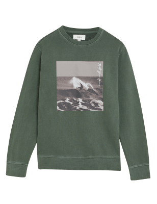 

Mens M&S Collection Pure Cotton Surfer Graphic Sweatshirt - Khaki, Khaki