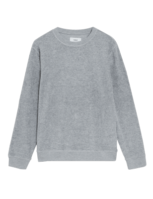 

Mens M&S Collection Cotton Rich Crew Neck Towelling Sweatshirt - Grey Marl, Grey Marl