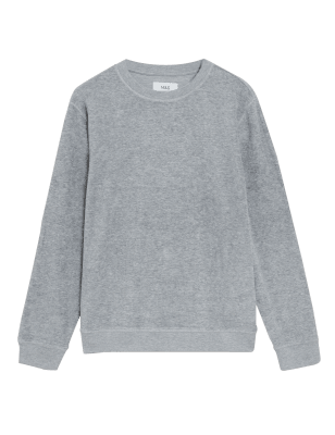 

Mens M&S Collection Sweatshirt mit rundem Ausschnitt aus Frottee mit hohem Baumwollanteil - Grey Marl, Grey Marl